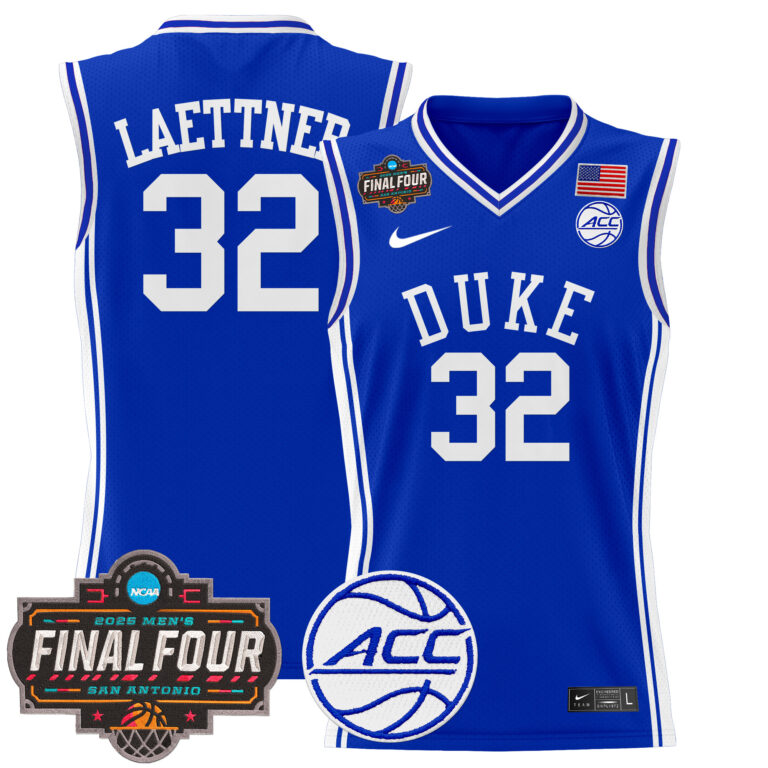 Men Duke Blue Devils 32 Laettner blue 2025 Final Four Patch NCAA Jersey